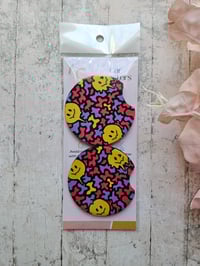 Image 3 of Melting Smiley Car Coasters - 2 pack