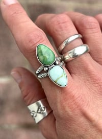 Image 1 of Palomino + Verde Valley Turquoise Double-Stone Ring 
