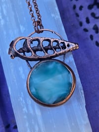 Image 2 of Electroformed Hemimorphite and seashell necklace