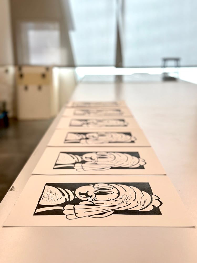 Image of Pearl Earring : Relief Print.