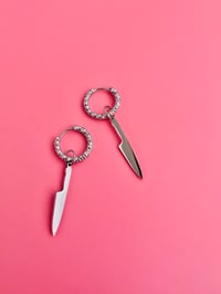 Image 2 of KNIFE MINI HOOP EARRINGS 