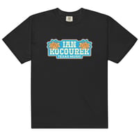 Image 1 of "Blue Stamp Flower Logo" Black T-Shirt