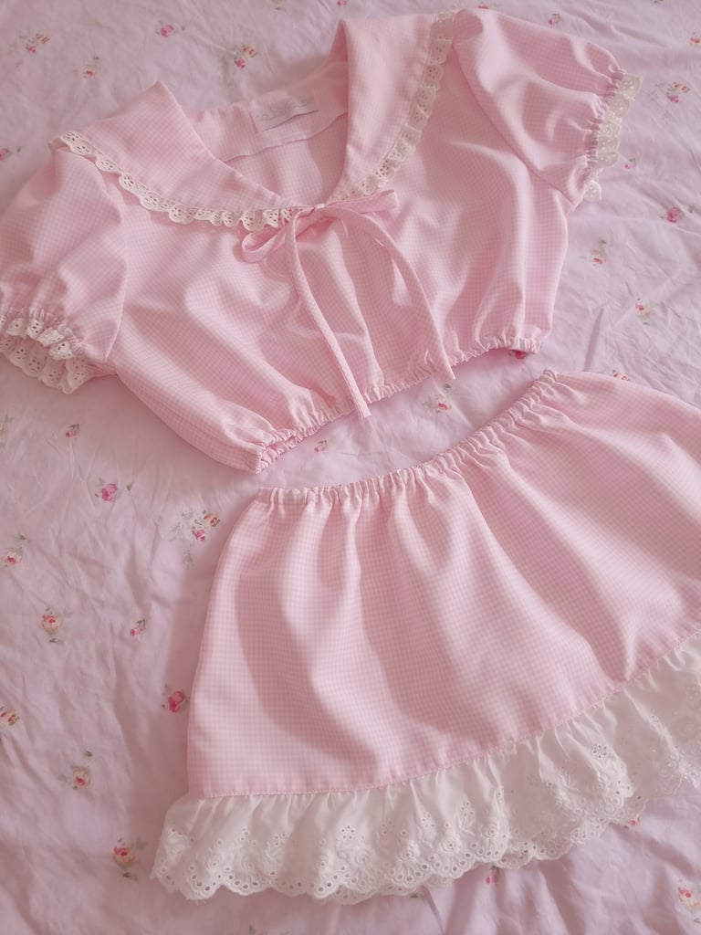 Sailor pink gingham skirt Image 3