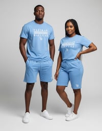 Image 1 of YB Carolina Blue Mesh Blend Short Set 
