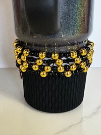 Image 2 of Black & Gold Fairy Dust Tumbler Bracelet Stack