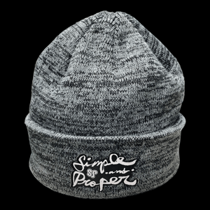 Image of S&P-“HandStyles Logo” Patchwork Beanie (Marble Grey)
