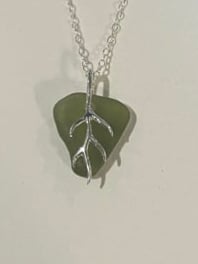 Image 4 of Sea Glass Necklace With Sterling Silver Branch Bail