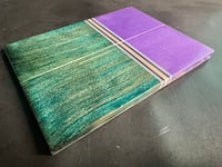 Image 3 of Purple Micarta & Curly Redwood Segmented Knife Scales