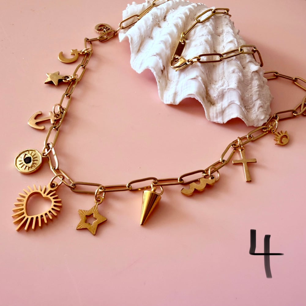 Image of Gold Paperclip Charm Necklaces