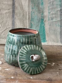 Image 1 of Tea caddy - green stripes