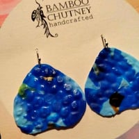 Image 2 of Upcycled Blue-Toned Embossed Earrings
