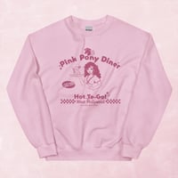 Image 3 of Pink Pony Diner Sweatshirt, Chappell Roan Unisex Jumper- Pink and White print