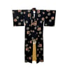 Antique Silk Kimono (Black Flower Roundels)