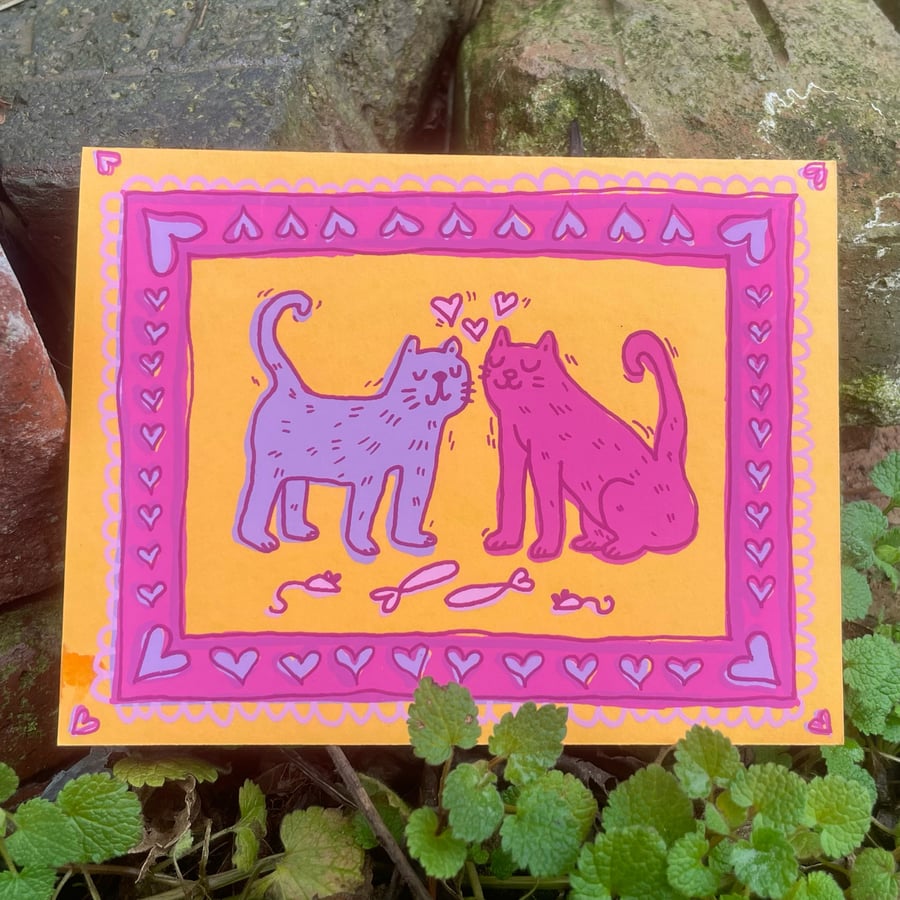 Image of Cats with hearts card
