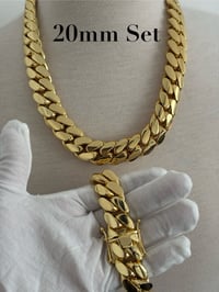 Image 2 of Miami Cuban Link Chain/Bracelet Set, Handmade Real 14k Gold Plated (Five Times Plated)