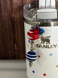 Image 1 of 4th of July Memorial Day Patrotic Ducky  Red White and Blue Tumbler Straw Dangle