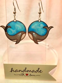 Image 2 of Handcrafted Resin Orca Earrings 