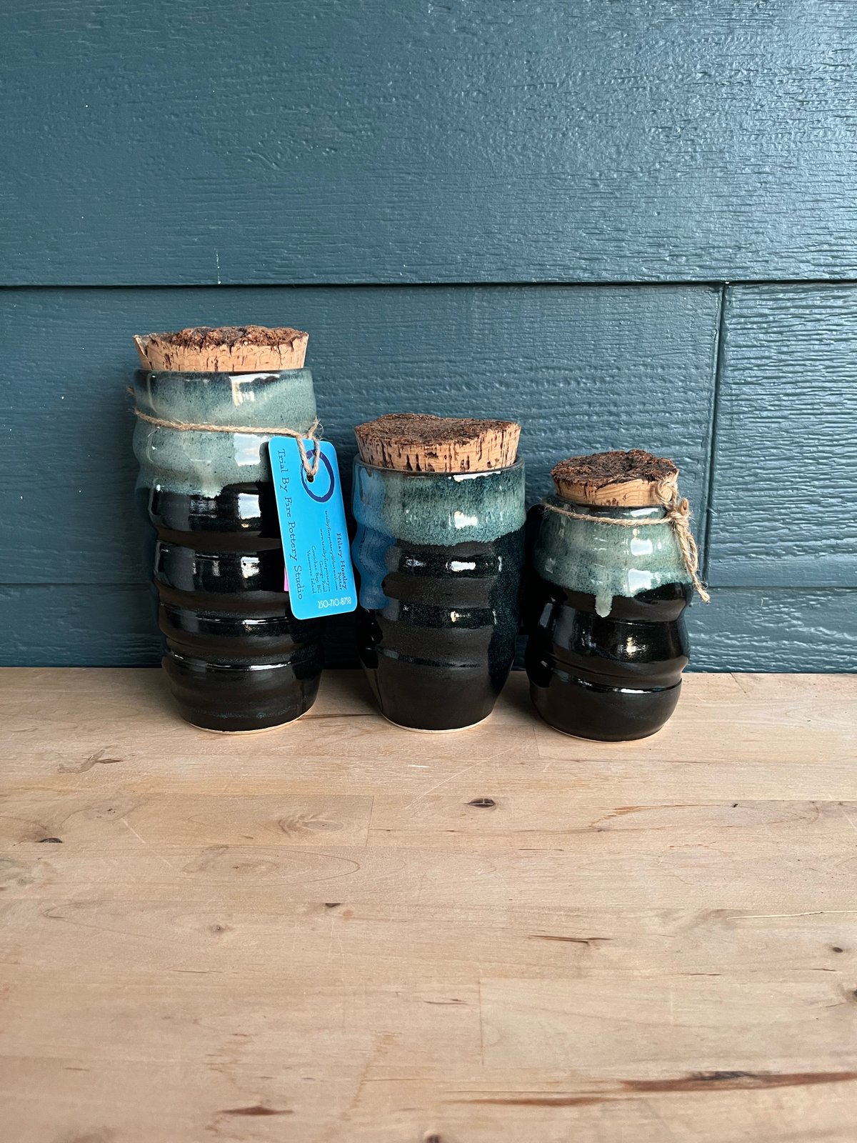 Image of 3 Cork Lidded Jar Set CJ4, CJ5 and CJ6