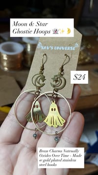 Image 1 of Moon & Star Ghostie Hoops 👻✨🌛