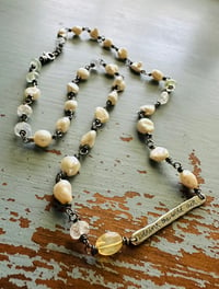 Image 3 of flash sale . Baroque Pearl And Opal Necklace With Sterling Bar Pendant