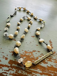 Image 3 of Baroque Pearl And Opal Necklace With Sterling Bar Pendant