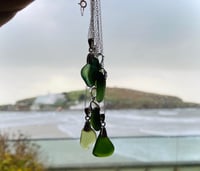 Image 1 of Sterling Silver & Green Sea Glass Stocking Filler Necklace 