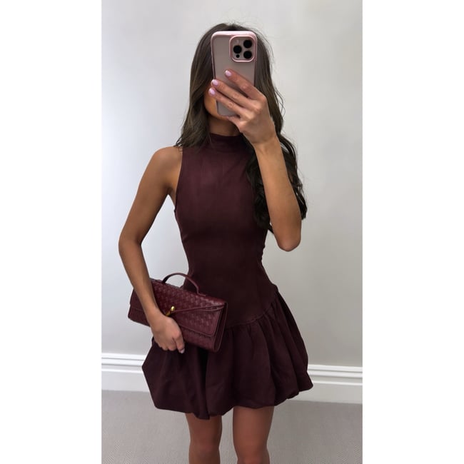 Wine suede dress