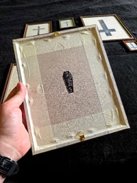 Image 3 of " 2 way Crucifix" 1800's bible page with preserved spider web 2