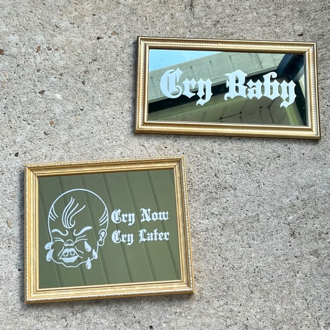 Cry Now Cry Later Etched Framed Mirror