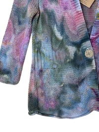 Image 4 of ♻️ UPCYCLED M Sweater Cardigan in Earthy Watercolor Ice Dye