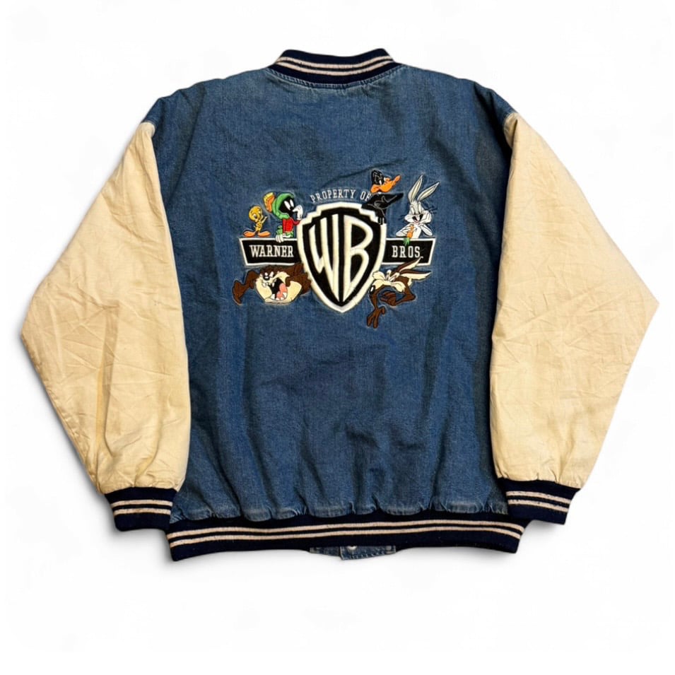 Image of 1990s Warner Brothers Looney Tunes Embroidered Bomber Jacket (M)