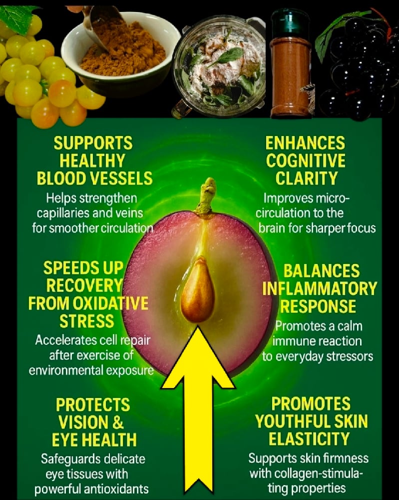 SEEDED Raisins & Grapeseed Powders. Pathogen Protection-Nerves-Cardiovascular-Veins-Circulation