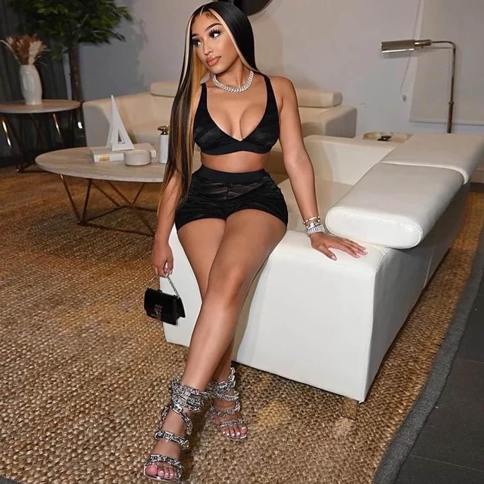 Image of White or black two-piece shorts set