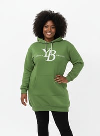 Image 1 of YB  Banana Leaf Long Loose Fit Hoodie Dress
