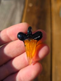 Image 2 of Opalized amber purple/ full crushed opal glass shark tooth pendant 