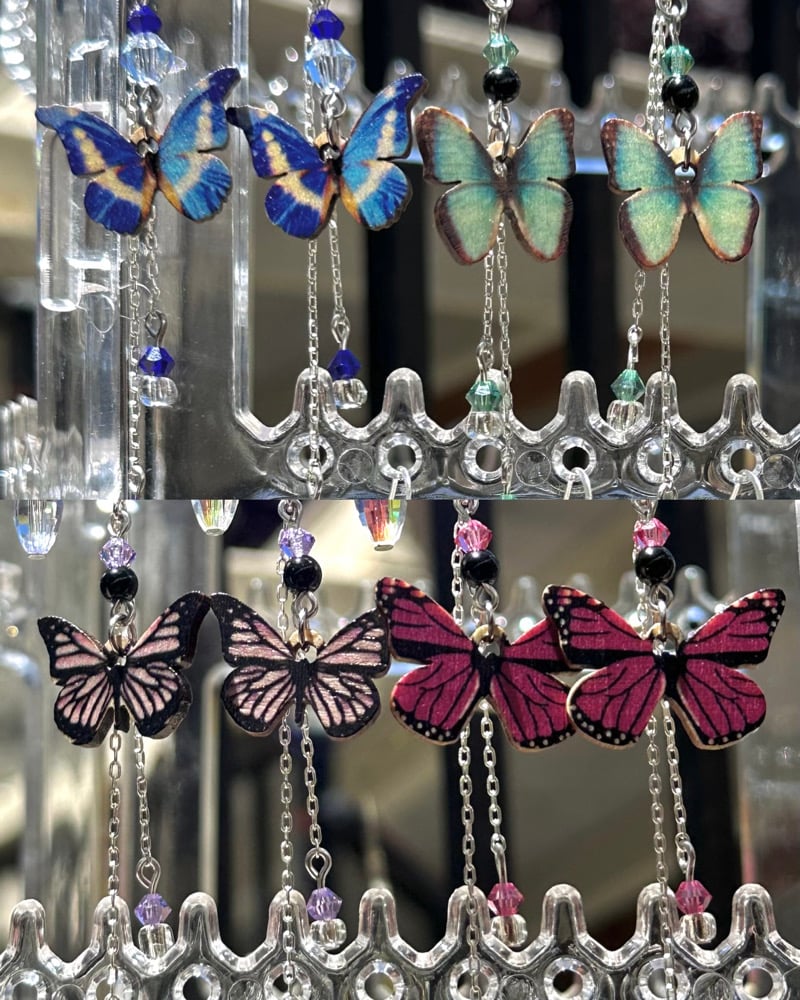 Image of wood butterfly dangles