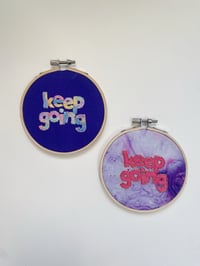 Image 2 of Original Hand Embroidery Artwork - “Keep Going” - Pink Purple Marble