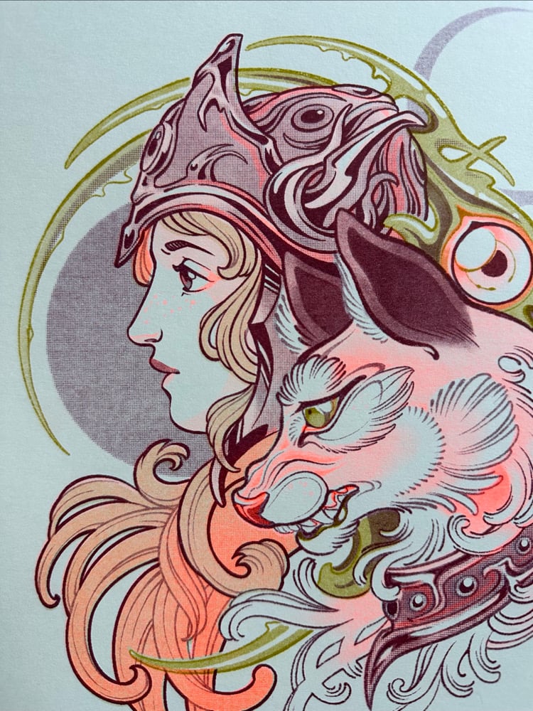 Two Warriors Risograph Print