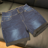 Image 1 of Dark blue denim shorts
