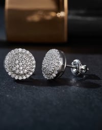Image 3 of Round Brilliant Iced Out 925S & VVS Moissanite Diamond Stud Earring