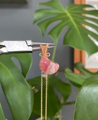 Image 1 of Gold Rhodochrosite Moon Crystal Necklace