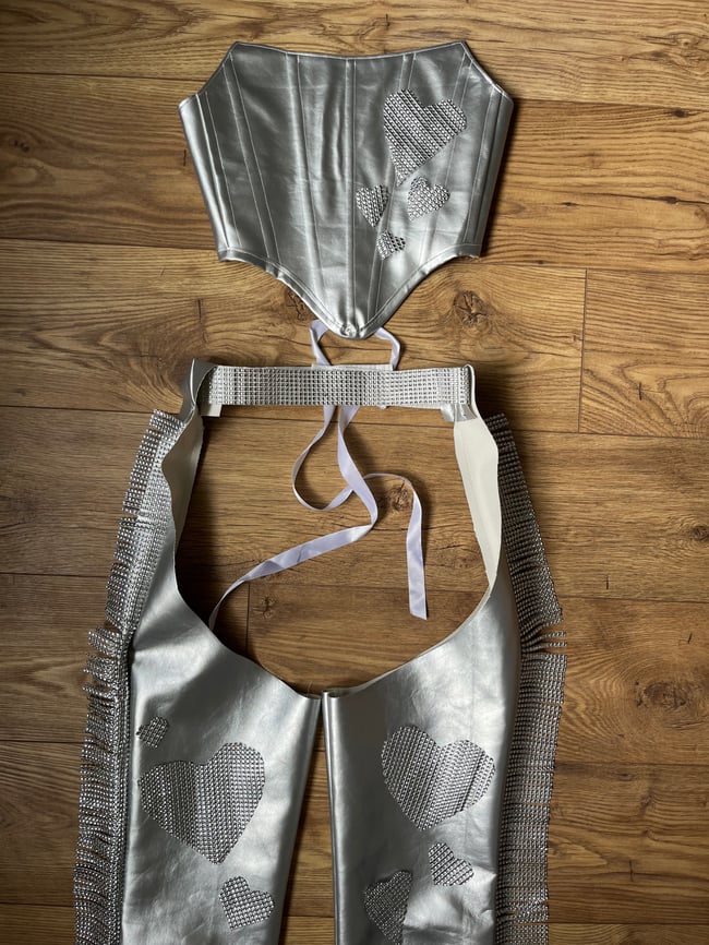 Handmade Space Top featuring rhinestone heart details