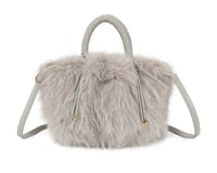 Image 1 of Sparkle Faux Fur Plush Satchel Cozy Shoulder Handbag