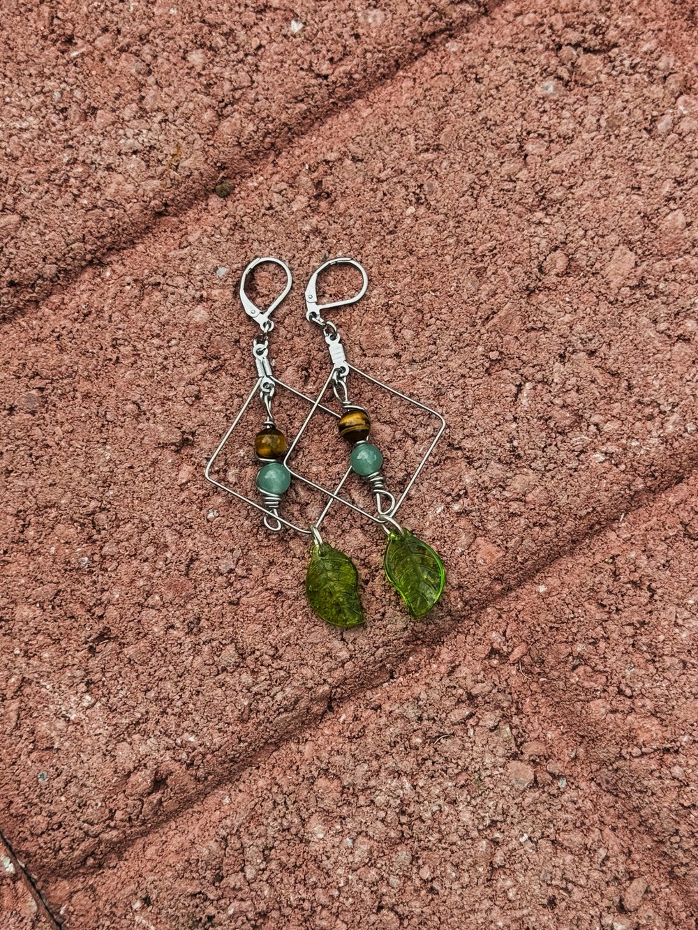 Image of "Growth" Earrings w/ Tiger's Eye & Green Adventurine