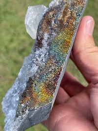 Image 4 of UV Calcite On Quartz With Rainbow Chalcopyrite Specimen #1698