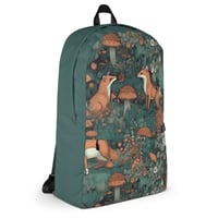 Image 3 of Boho Nature Cottagecore Inspired Fox Among Mushrooms Backpack