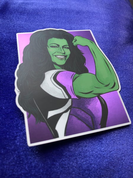 Image of She Hulk flex sticker