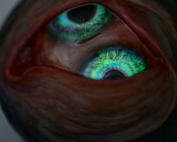 Image 5 of Custom Swappable Phone Grip for smartphones, glow in the dark double iris, reflective pupil OOAK