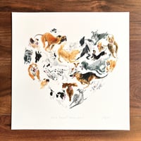 Image 3 of Heart-Shaped Zoomies - 30x30cm Giclee Print