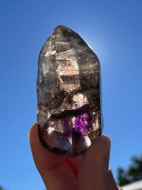 Image 1 of Smoky Amethyst Point With Siver & Red Rutile Inclusions #1972